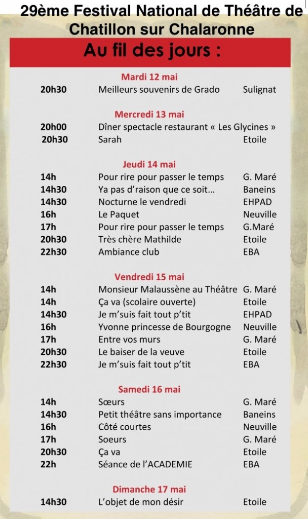 FESTIVAL CHATILLON 2015- Programme