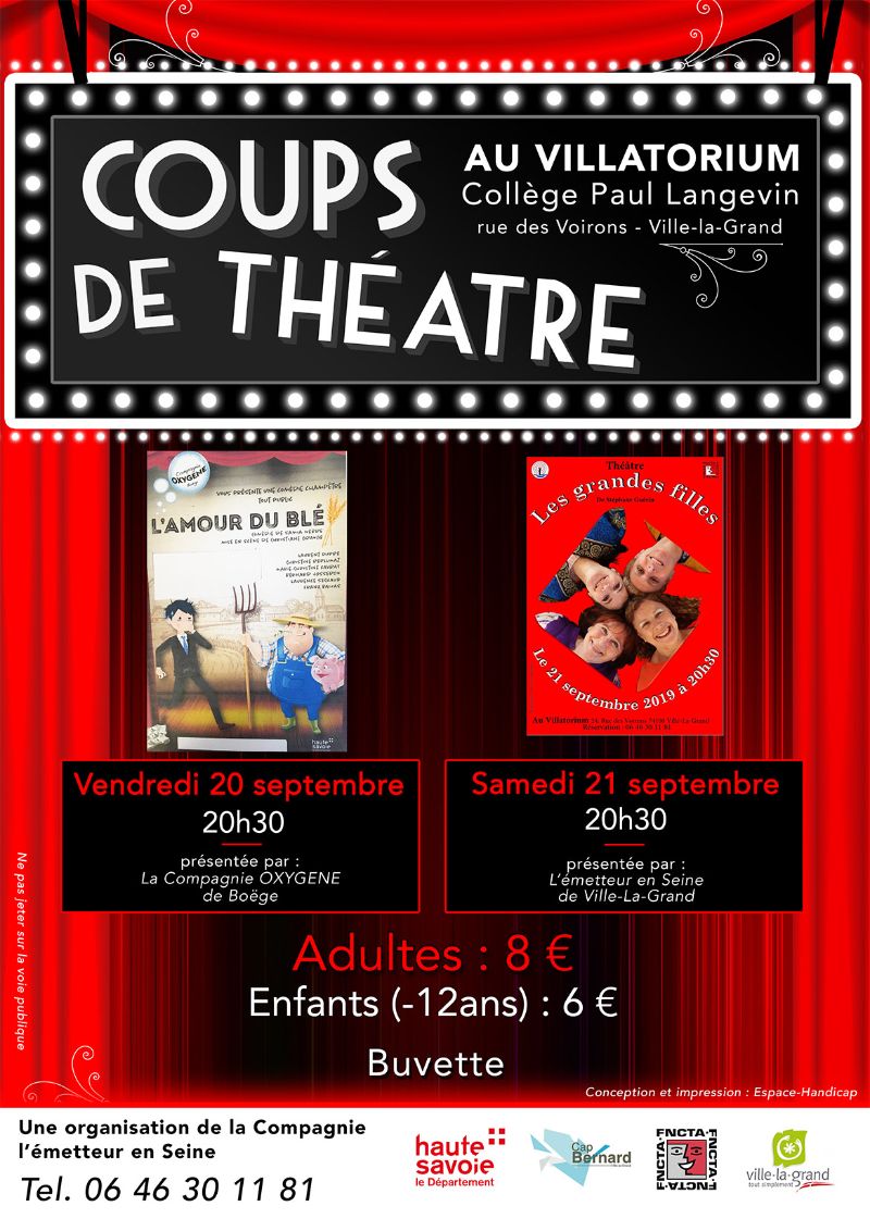 Archive. Programme. Coups de Théâtre. Le 20 et 21 septembre 2019. VillelaGrand (74) FNCTA