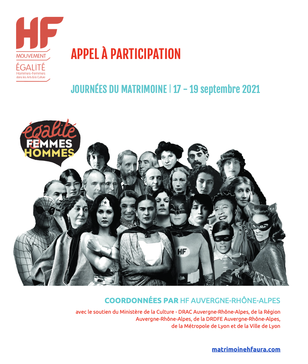 Appel à participation. Journées du Matrimoine. 17 au 19 septembre 2021. HF Auvergne-Rhône-Alpes