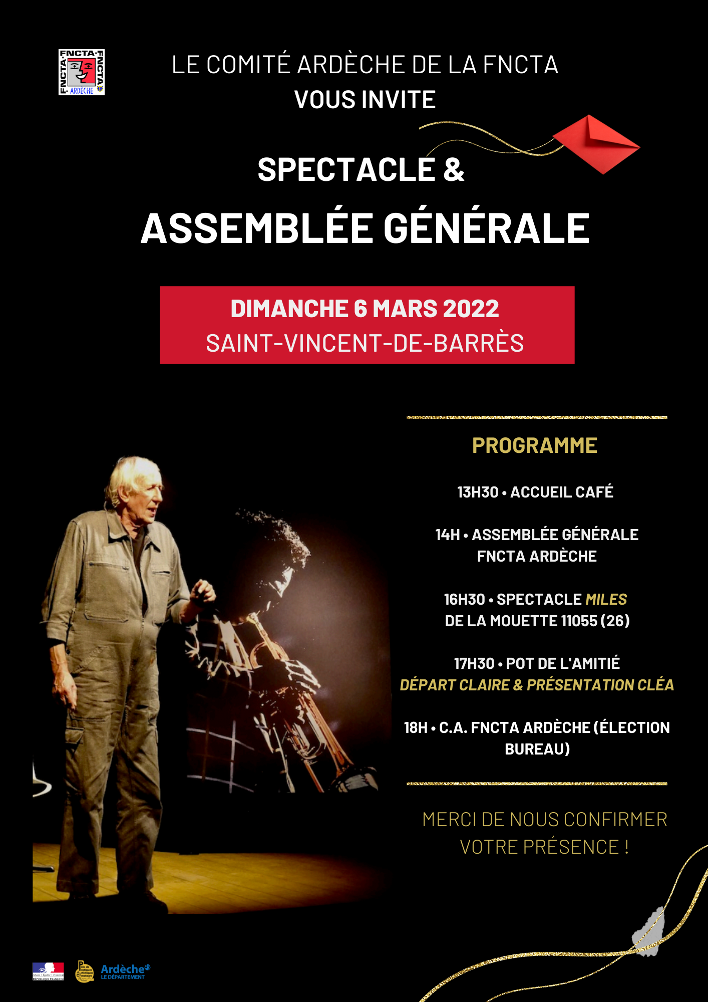 Le Comité Ardèche FNCTA vous invite à son AG et Spectacle !