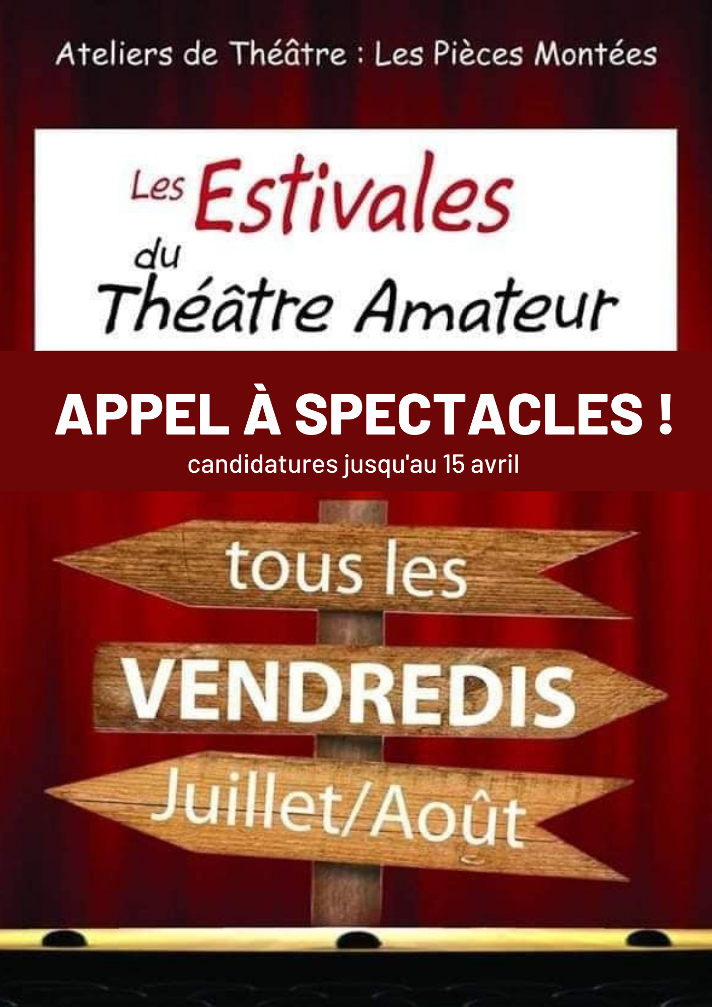 Appel à spectacles. Estivales du Théâtre Amateur 2022. Le Teil (Ardèche). du 8 juillet au 19 août 2022