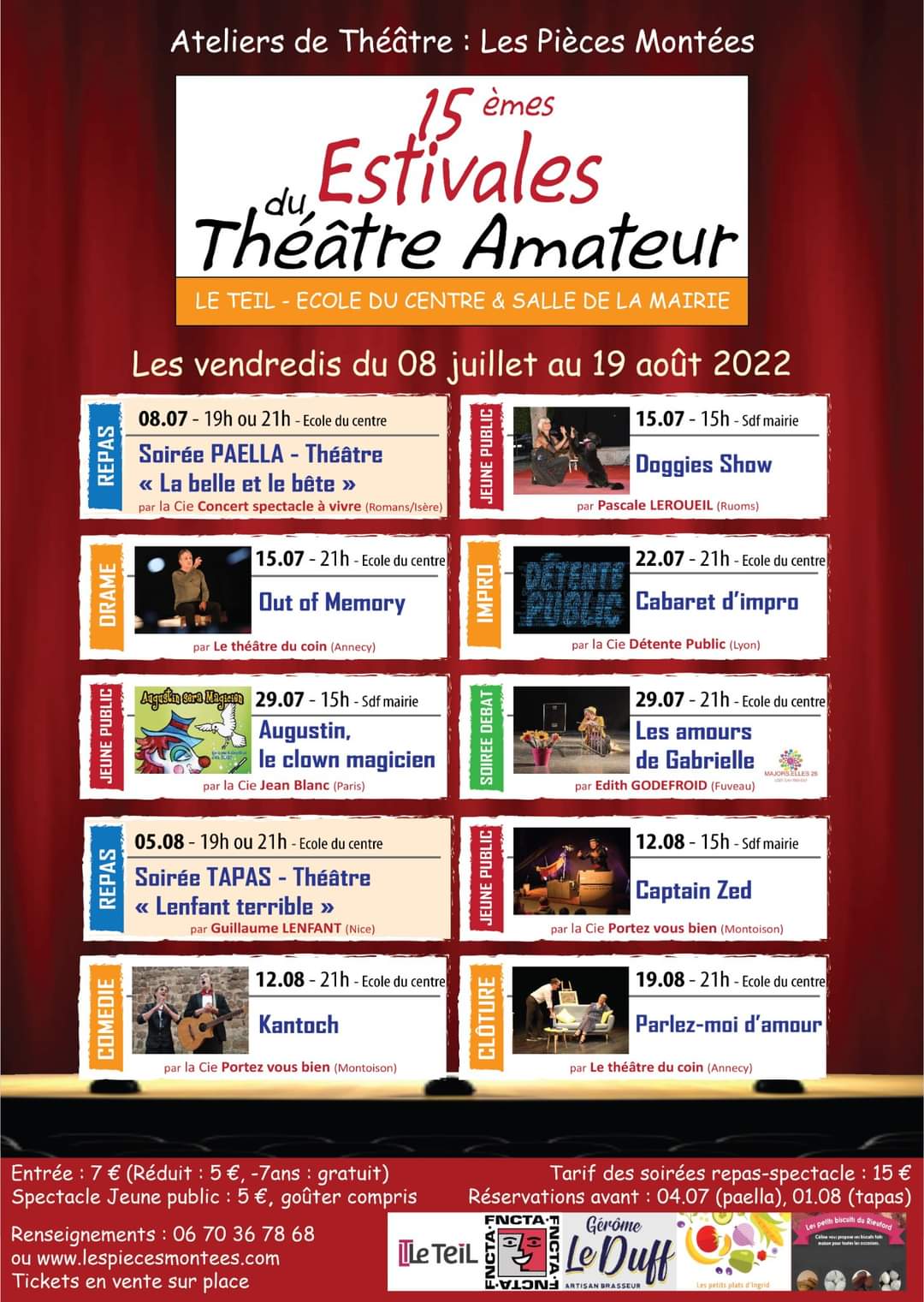 15e Estivales du Théâtre Amateur du 8 juillet au 19 août 2022